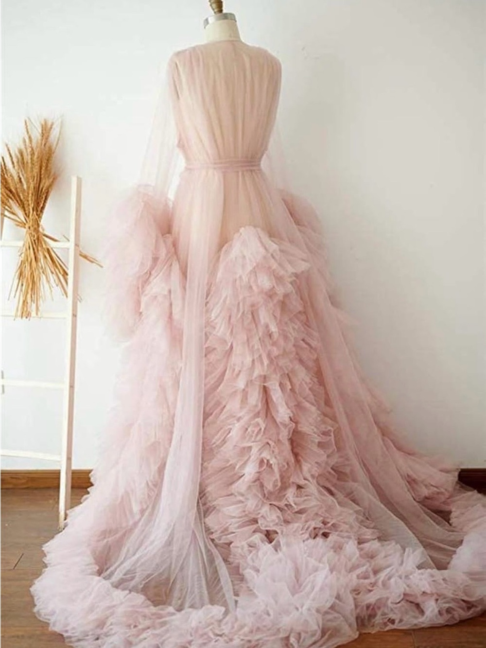 Soft Blush Ruffle Tulle Maxi for Bridal Photoshoot - Picture 4 of 12